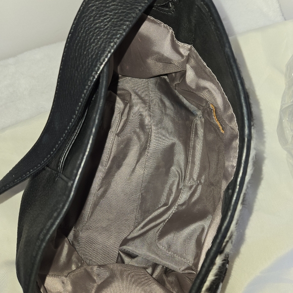 Hobo International RENDER Leather Black and White Cow Print Women's Shoulder Bag - Picture 9 of 12